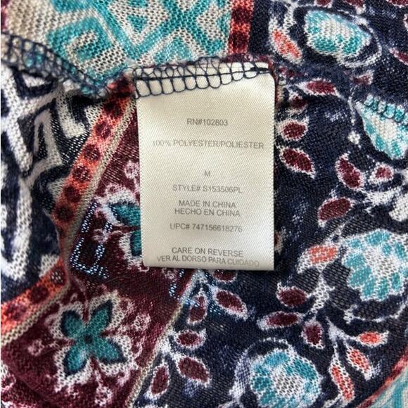 Dept 222  Womens Short Sleeve Southwestern Patterned Top Blue Multicolor size M - Picture 5 of 8